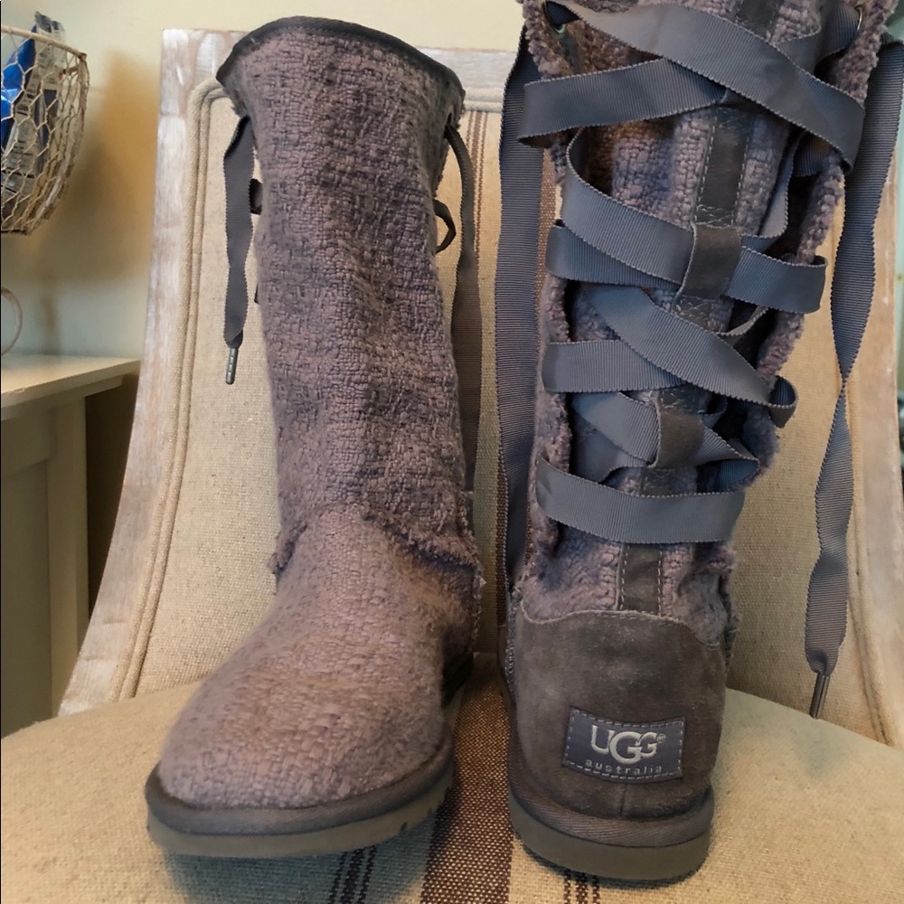 Grey lace up Uggs